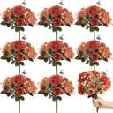 Yunsailing 8 Packs Artificial Peony Flowers Faux Silk Hydrangea Bouquet Vintage Wedding Home Table for Door Decor Reusable Bouquet of Rose Flowers for Valentine Wedding Birthday Party(Dark Orange)