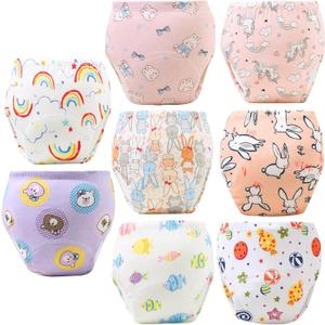 Upairy Training Pants for Boys Girls, Potty Training Underwear, Toddler Pants 2T-5T, Cotton Absorbent Waterproof Underwear for Toddlers, Washable Up Airy Potty Pant with Character(8PCS-Girl,L)