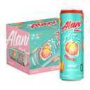 Alani Nu JUICY PEACH Sugar Free, Low Calorie Energy Drinks | 200mg Caffeine | Biotin B Vitamins | Zero Sugar | 10 Calories | 12 Fl Oz Cans | 12 Pack