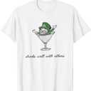 Leprechaun Martini Cocktail St Patrick's Day Womens T-Shirt (White, XL)