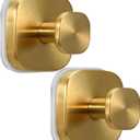 Suction Cup Hooks for Shower - Reusable No-Drill Mounting - Hooks for Towels, Robes & Loofah on Metal, Glass, Mirrors, Tile & Smooth Non-Porous Surfaces (2, Brushed Gold)