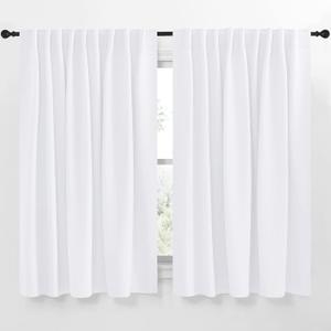 NICETOWN Living Room Curtain Drapes - (White Color) W70 x L63, Set of 2, Window Treatment Drapery Panels for Bedroom