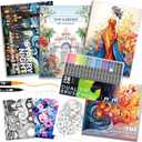 Adult Coloring Books for Women Relaxation, 4Pcs Mindfulness Coloring Books for Women with 36 Colors Markers, 36 Dual Tip Colors Markers(Brush and Fine Point), Anxiety Relief Mindfulness Gift