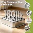 KISENG Stainless Steel Low Entry Cat Litter Box, Large Odor-Free High-Sides