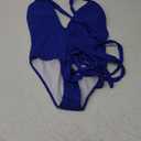 ZAFUL Women Plunging One Piece Swimsuit Backless Cross Tie High Cut Thong One-Piece Bathing Suit (Large, 3-royal Blue)