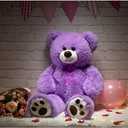 HollyHOME Teddy Bear Stuffed Animal Plush Giant Teddy Bears with Footprints Big Bear 36 inch Purple