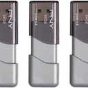PNY 64GB Turbo Attach 3 USB 3.0 Flash Drive,Grey (Pack of 3)