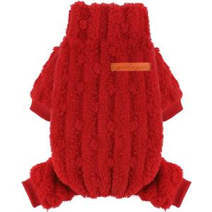 Dog Sweaters for Small Dogs, XXS Dog Sweaters Turtleneck Doggie Pajamas Jumpsuits, Small Doggy Clothes Girl Boy, Cold Weather Puppy Onesie Outfits Yorkie Chihuahua Apparel, Red, S