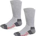 Wrangler Mens Cotton Full Cushion Crew Work Boot Socks 2 Pair Pack (Large, Grey)