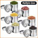 Meanplan 12 Pcs Tea Tin Canister with Airtight Double Lids Round Tin Can Box Small Kitchen Tea Canister Loose Leaf Storage Containers for Loose Bags Coffee Sugar Candy Spices(Silver,8 oz)