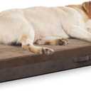 Orthopedic Dog Bed, 7.87-inch Thick Gel Memory Foam Pet Beds with Pillow, Durable Soft Flannel Fabric with Waterproof Liner & Removable Washable Cover Dog Beds for Medium Breed Dogs (Brown)
