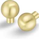 Lardmon 10 Pack Brushed Gold Cabinet Knobs Drawer Knobs 1 Inch(25mm) Diameter Modern Single Hole Cabinet Pulls Solid Kitchen Knobs Cabinet Handles Heavy Duty Kitchen Hardware for Dresser