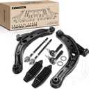 A-Premium Set of 8, Front Lower Control Arm, Inner & Outer Tie Rod End, Rack and Pinion, Compatible with Mazda MPV 2000-2006