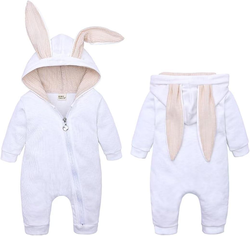 My First Easter Outfit, Baby Girl or Boy Bunny Costume, Infants Rabbit Cosplay Romper (3-6 Months, White)
