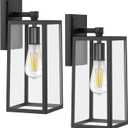 PARTPHONER Outdoor Light Fixtures Wall Mount, Porch Light, Waterproof Exterior Light Fixture, Anti-Rust Wall Sconce with Clear Glass and Black Aluminum for Garage, Doorway-2 Pack