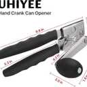 Commercial Can Opener, UHIYEE Hand Crank Can Opener Manual Heavy Duty with Comfortable Extra-long Handles, Oversized Knob, Large Handheld Can Open Easy for Big Cans, Black