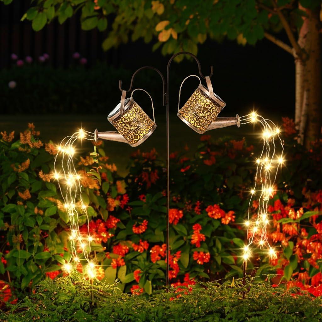 Solar Watering Can Lights Outdoor Garden Decor, Waterproof Landscape Light One Pole Two Lights Outside Decorations for Lawn Backyard Patio Chrismas Gardening Gifts