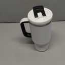 32 oz Tumbler with Handle and Straw: Stainless Steel Insulated Tumbler Keeps Cold for 24 Hours, Leakproof Travel Cup Fits in Cup Holder and BPA-Free, Polar White