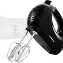 OVENTE 5-Speed Corded Electric Hand Mixer with Stainless Steel Whisks, Compact Portable Design with Snap-On Storage Case,150W Lightweight Handheld Mixer for Baking & Cooking, Black HM151B