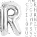 Silver Letter Balloons 40 Inch - Large Letter Balloon Aluminum Foil for Birthday Wedding Anniversary Party Decorations(Letter R Balloon)