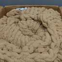 Carriediosa Chunky Knit Throw Blanket 60" X 80" Twin, 100% Hand Made Large Chenille Loop Yarn Soft Fluffy Throws for Couch Sofa Bed, Big Crochet Cozy Heavy Thick Cable Woven Blankets, Tan Brown
