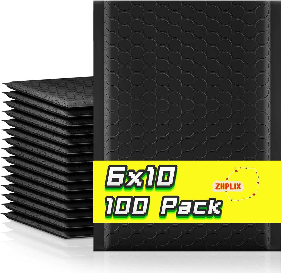 Black Bubble Mailers 6x10 Inch 100 Pack Usable Size 6x9 Waterproof Shipping Bags,Opaque Padded Envelopes Cushioning Padded Mailers for Shipping, Mailing,Small Business Supplies.