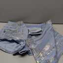 Avanova Women Denim Mini Skirt Jean Skort Sexy High Waisted Asymmetrical Stretch Short Skirts (Medium, Blue Gold)