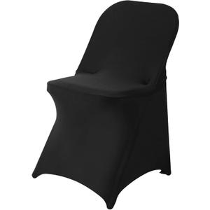 Ascoza 6 Pack Black Spandex Folding Chair Covers in Stretch Washable Fabric for Wedding, Party,Holidays,Celebration and Other Special Events