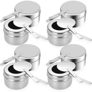 Cheardia 8 Pack Chafing Fuel Holder, Stainless Steel Chafe Wick Fuel Holder with Safety Cover Canned Heat Box Holder for Chafing Dish, Buffet, Barbecue, Parties