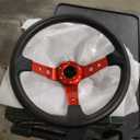 RASTP-14inch 350mm Universal Racing Drift Steering Wheel Aluminum PU Car Sport Steering Wheels Car Accessories RS-STW020-TP（red）