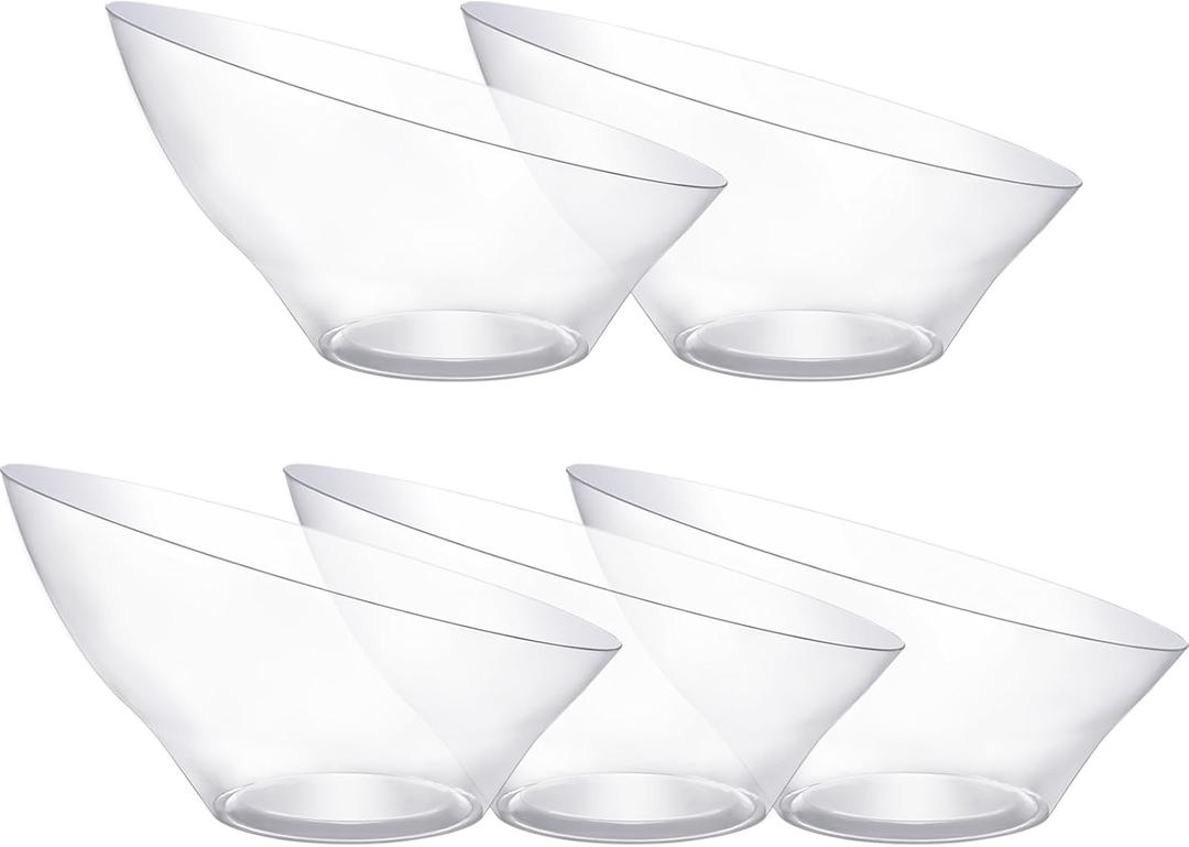 Bestluck 12pack Clear Plastic Serving Bowls for Party,20oz Disposable Serving Bowl,Angled Bowls for Wedding Party Chip, Candy, Salad,Fruit