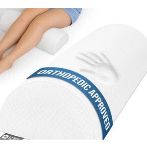 STARS UNITED Knee Pillow for Back Sleeping – Memory Foam Cushion for Sciatica Pain Relief – Under Leg Support for Sleeping on Back – Large Half Moon Bolster for Bed