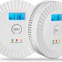 2 Packs Smoke and Carbon Monoxide Detector Powered by Battery,Smoke Detector Carbon Monoxide Detector Combo with Large LCD Display, Portable Fire Alarm Smoke Detector, OL0902U (White 2)