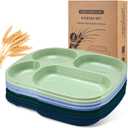 Vesici 8 Pcs 9'' Unbreakable Divided Plates for kids Adults Food Separator Dinner Plates Reusable Compartment Plates Dishwasher Microwave Safe 