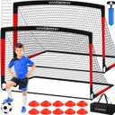 VAVOSPORT Kids Soccer Goals for Backyard Set, 2 of 4x3 / 6x4 ft Portable Soccer Goal Nets, Pop Up Mini Toddler Soccer Net Training Equipment & Ball, Cones for Ages 3-14, Outdoor Games Gifts for Kids