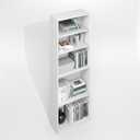 Furinno Jaya Simply Book Shelf, 5-Tier Bookshelf, Bookcase with Adjustable Shelves, 9.5 x 24.5 x 71.2, for Living Room, Bedroom, Home Office, Plain White