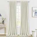 PANGSINNE Natural Linen Blackout Curtains 84 Inch Long - Thermal Insulated 100% Black Out Linen Drapes Room Darkening for Bedroom, Rod Pocket/Back Tab/Clip Rings Ivory Cream (52"W x 84"L (Pack of 2))