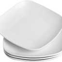 KITCHENLESTAR Ceramic Square Dinner Plates,9 Inch Square Serving Plate for Steak, Pasta, Salad, Snacks, Dessert, Appetizer Plates-Set of 4