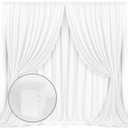 MYSKY HOME White Backdrop Curtain for Wedding Decor Holiday Party 6 Panels- White Wedding Backdrop Polyester Photography Backdrop Drapes Baby Shower Birthday Privacy Curtains Home Decor, 5ft x 10ft