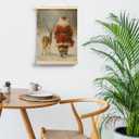 Evcprz Christmas Santa and Reindeer Wall Art Poster Hanger Frame, Rustic Christmas Decor, Winter Xmas Snowy Forest Hanging Canvas Prints Wall Art Decor for Home Living Room Bedroom, 12x16 Inch