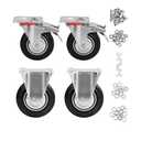 3 Inch Caster Wheels Set of 4, Heavy Duty Casters with Brake, Rubber Locking Casters for Cart, Workbench,Black (3"(2 Fixed+ 2 Swivel with Brake), 4)