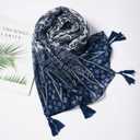 Scarf for Women Lightweight Soft Floral Leopard Printed Scarves Fall Winter Fashion Shawl Wrap with Fringe (Blue)