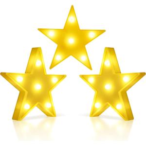 3 Pcs LED Stars Night Light Can Be Hung On The Wall Kids Room Room Light, Suitable for Birthday Party Holiday Decoration Baby Room Nursery Decoration (Stars)