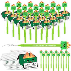 Spakon 20 Sets Employee Appreciation Gifts Bulk Funny Pens Inspirational Cards Small Thank You Valentines Gifts for Staff Team Teachers Adults Office Coworker(Dumpster Fire)