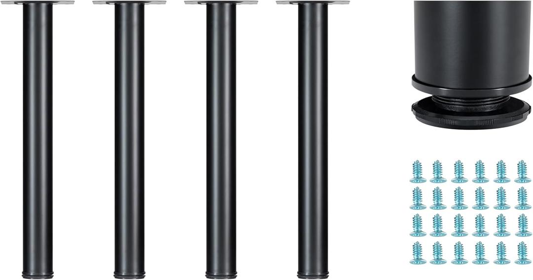 WUHUANGKAKA 16 Inch Table Legs,Adjustable Metal Desk Legs,Suitable for DIY Furniture Legs,Computer Desk,Dining Table,Workbenches,Coffee Table,Set of 4 (Black).