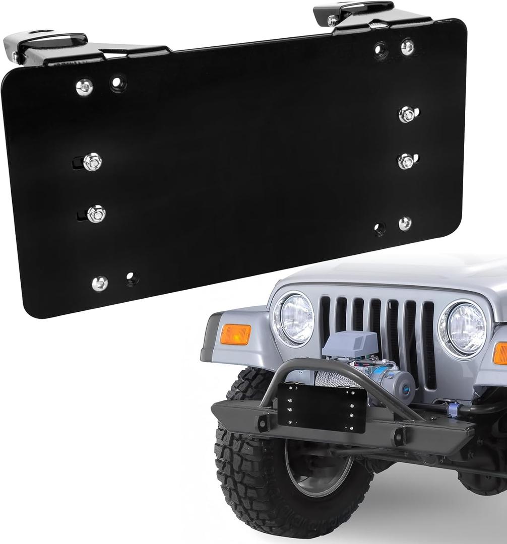 PSLER Fairlead Mounted Flip-Up License Plate Bracket for UTV ATV with 8 3/ 4" Bracket Mounting Hole Black