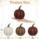 Oairse 6 Inch Large Artificial Pumpkins, 3 Pcs Fall Pumpkin Decor Beige Dark Red Brown Faux Resin Pumpkins Woven Pumpkin Centerpiece for Rustic Farmhouse Fall Thanksgiving Autumn Harvest Table Decor
