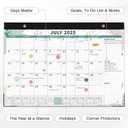 Ospelelf Desk Calendar 2025-2026, Magnetic Fridge Wall Calendar, 18 Month Monthly Large 17" X 12" Calendar Planner with Plastic Cover, July 2025 to December 2026 Floral