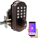 TURBOLOCK TL115 Smart Lock with Keypad and Voice Prompts | Digital Deadbolt w/App for Unlimited eKeys | Code Disguise, Backup Keys + Micro-USB Port — Ready for Thicker Doors (IP65) (Bronze)