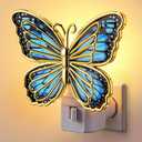 Hohean Butterfly Night Light, LED Butterfly Night Light Plug into Wall, Manual On/Off Switch, Monarch with Gold Trim Decorative, Energy Saving, 360° Swivel Plug, Girl Bedroom Bathroom Hallway (Blue)